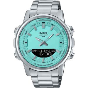 ساعت مچی عقربه ای کاسیو دو زمانه صفحه تیفانی casio